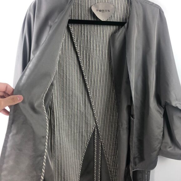 PORTS 1961 Silver Zip Front Trench Coat- Size 2 - Picture 4 of 11